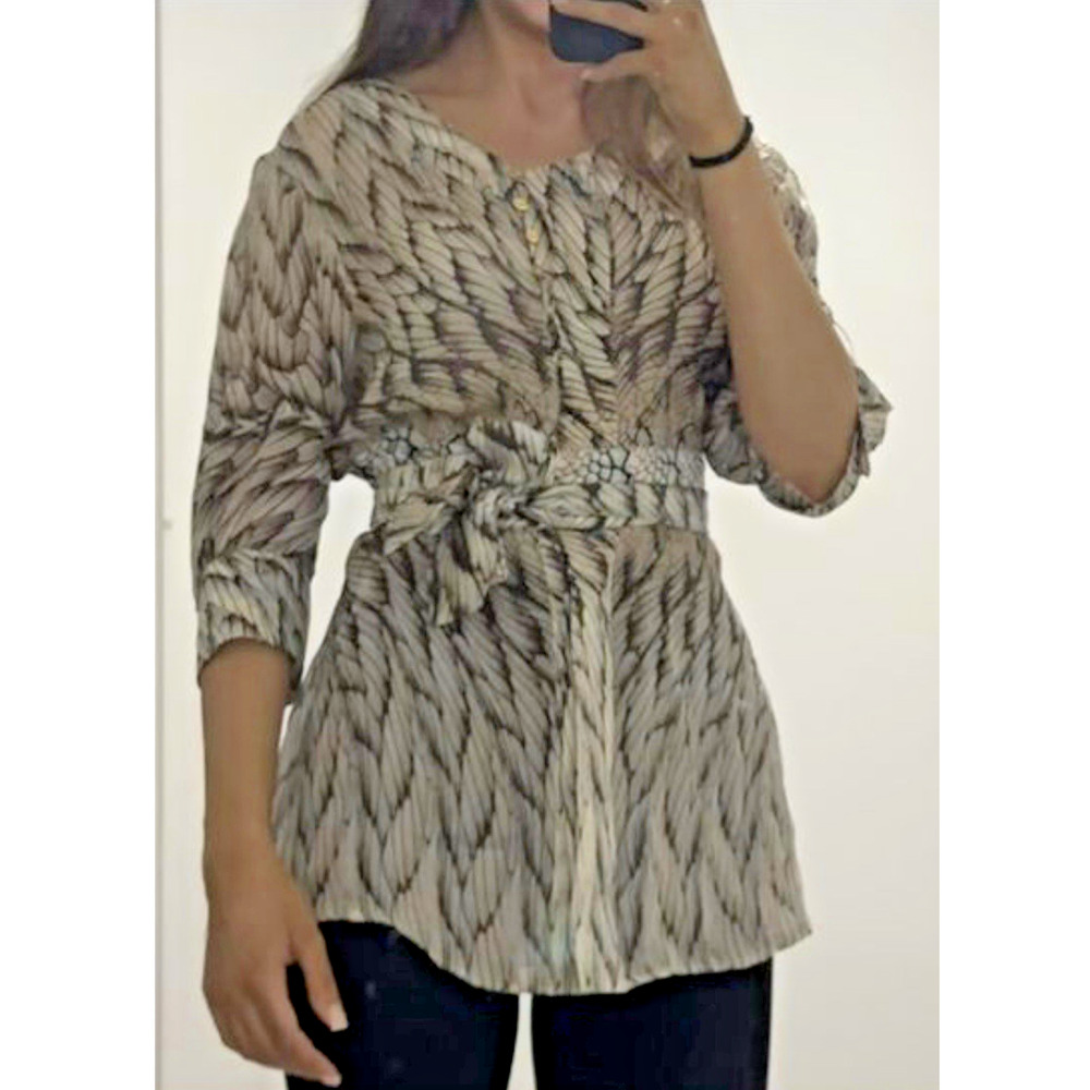 Roberto Cavalli Silk US4 IT40 Sml Feather Belt Blouse Logo Luxury Designer $935